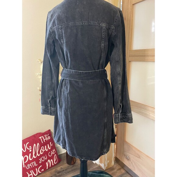 a.n.a Women's Denim Dress Black Long Sleeves Size XS Button Front Belted Casual - Picture 10 of 12